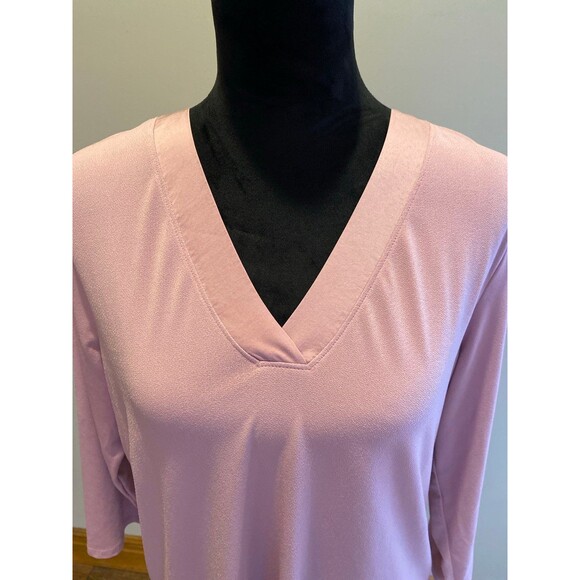 Banana Republic Blouse Size ? large Top Pink Dusty Rose V Neck 3/4 Sleeves - Picture 2 of 9